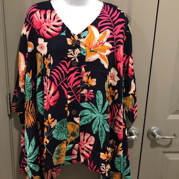 Poncho Style Sacred Threads Blouse.  220116.  CL/GR - Picture 2 of 3